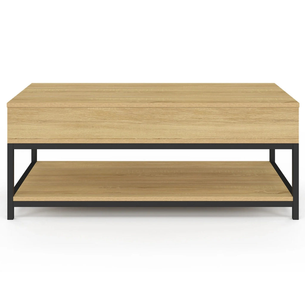 IDMarket - Tavolino DETROIT con piano a sollevamento totale e ripiano inferiore dal design industriale