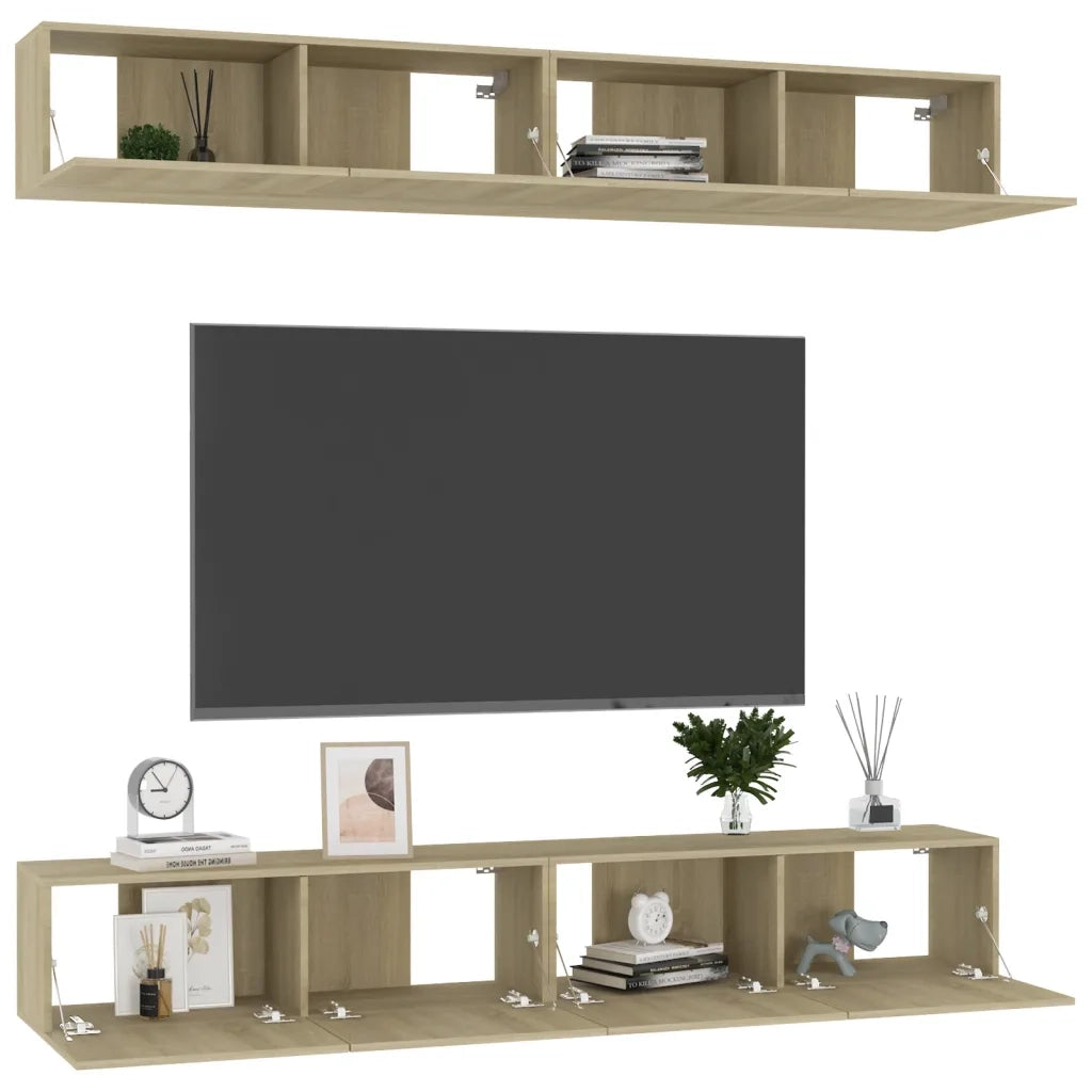 Mobili Porta TV 4pz Rovere Sonoma 100x30x30cm Legno Multistrato 3078956