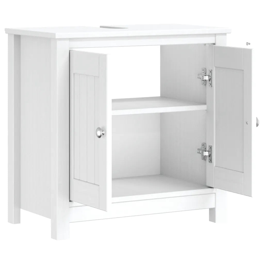 Mobile Lavabo da Bagno BERG Bianco 60x34x59 cm Massello Pino