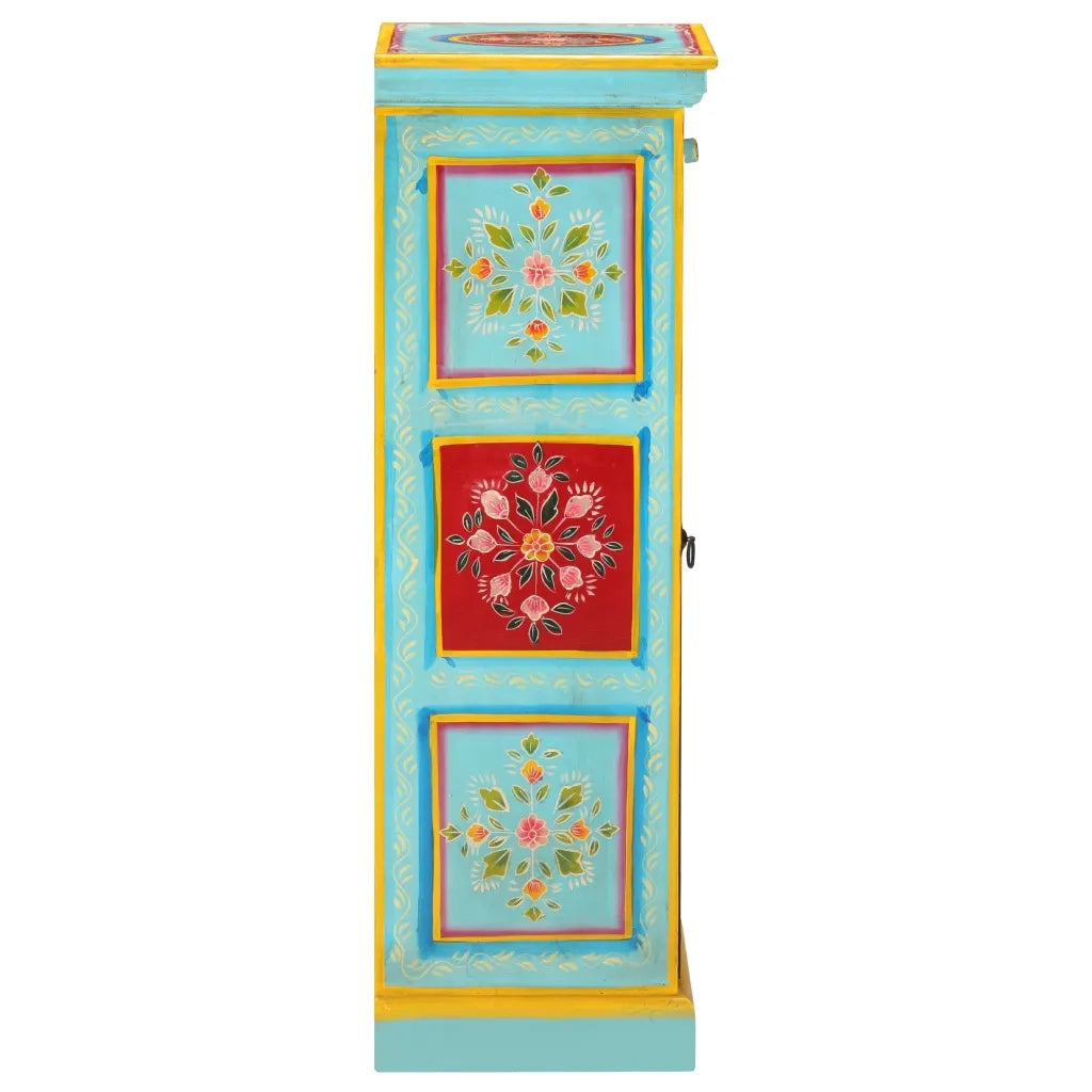 Credenza Alta Dipinta a Mano 40x30x90 cm in Massello di Mango 323536