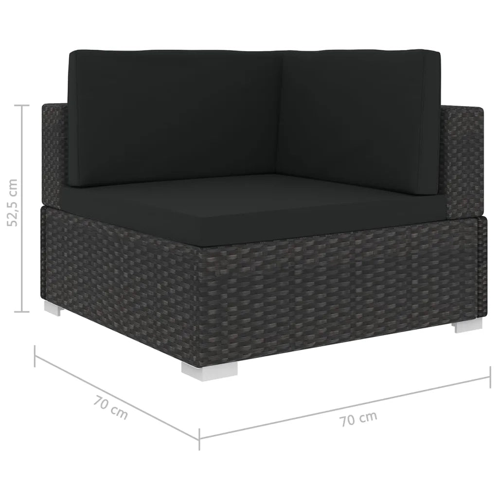 Poltrona Modulare ad Angolo 1 pz con Cuscini in Polyrattan Nero cod mxl 70067