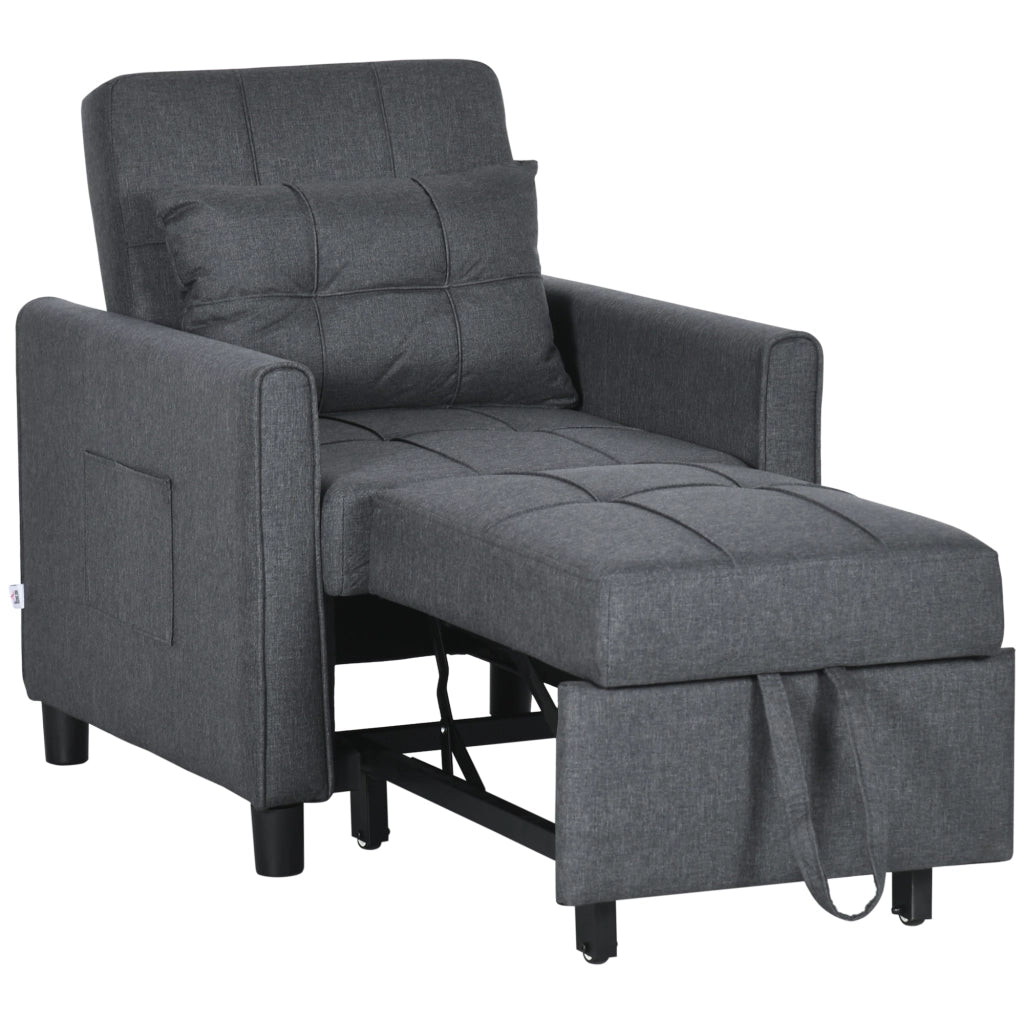 Poltrona Reclinabile Convertibile 3 in 1 ¨C Zephmum ¨C Grigio 69x82x85cm