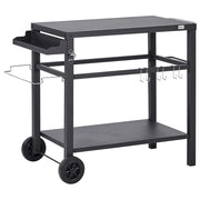 Carrello da giardino per servire all'aperto Carrello da cucina in acciaio nero con ruote