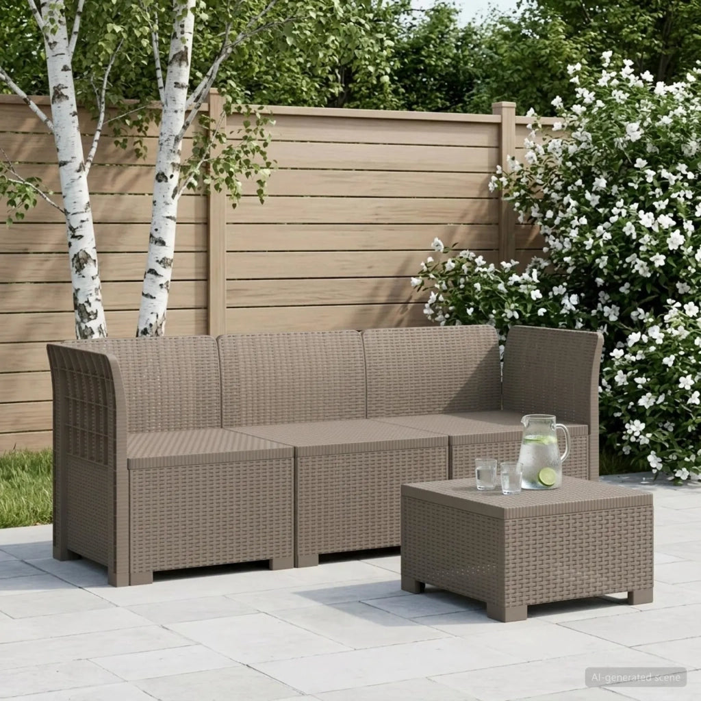 Divano da Giardino a 3 Posti in Aspetto Rattan PP Grigio Chiaro 3443817