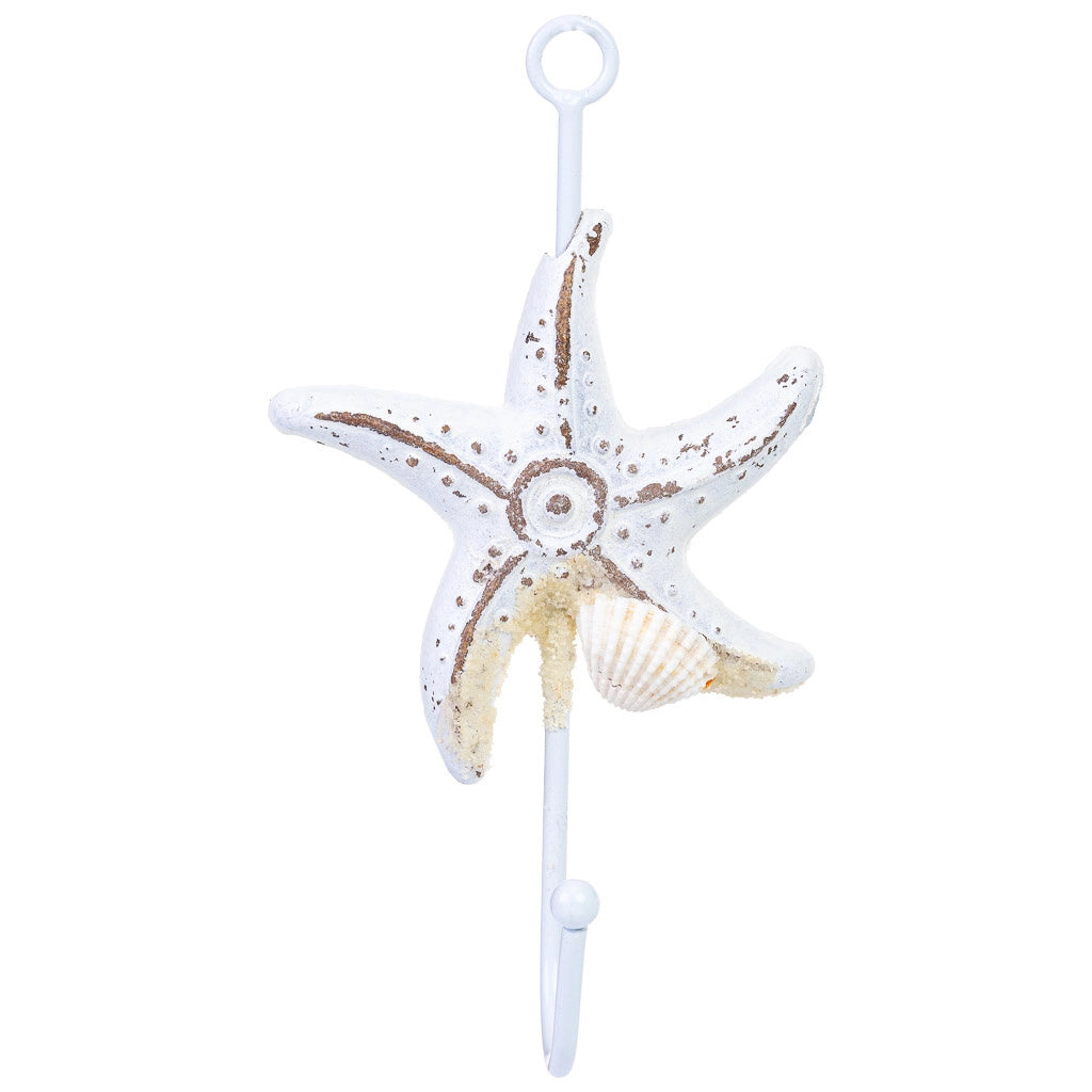 Appendino da parete a forma di stella in legno bianco, 9x4x16h cm