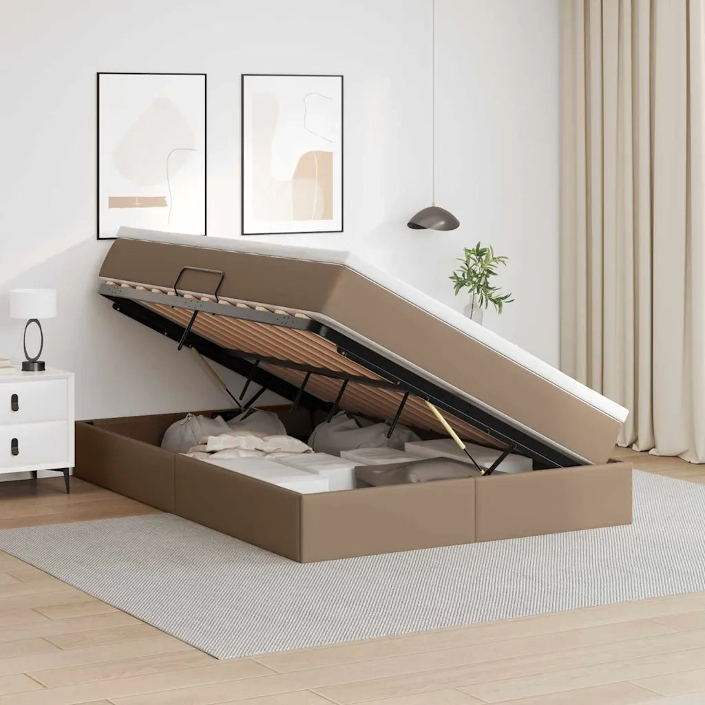 Letto con contenitore e materasso Cappuccino 140 x 190 cm