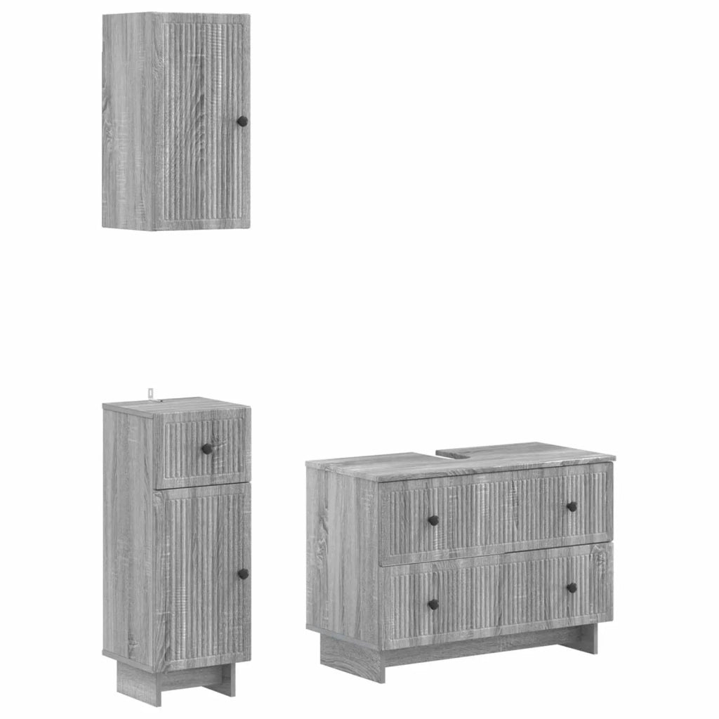 Set di armadietti da bagno in 3 pezzi EDE Sonoma grigio 3417744