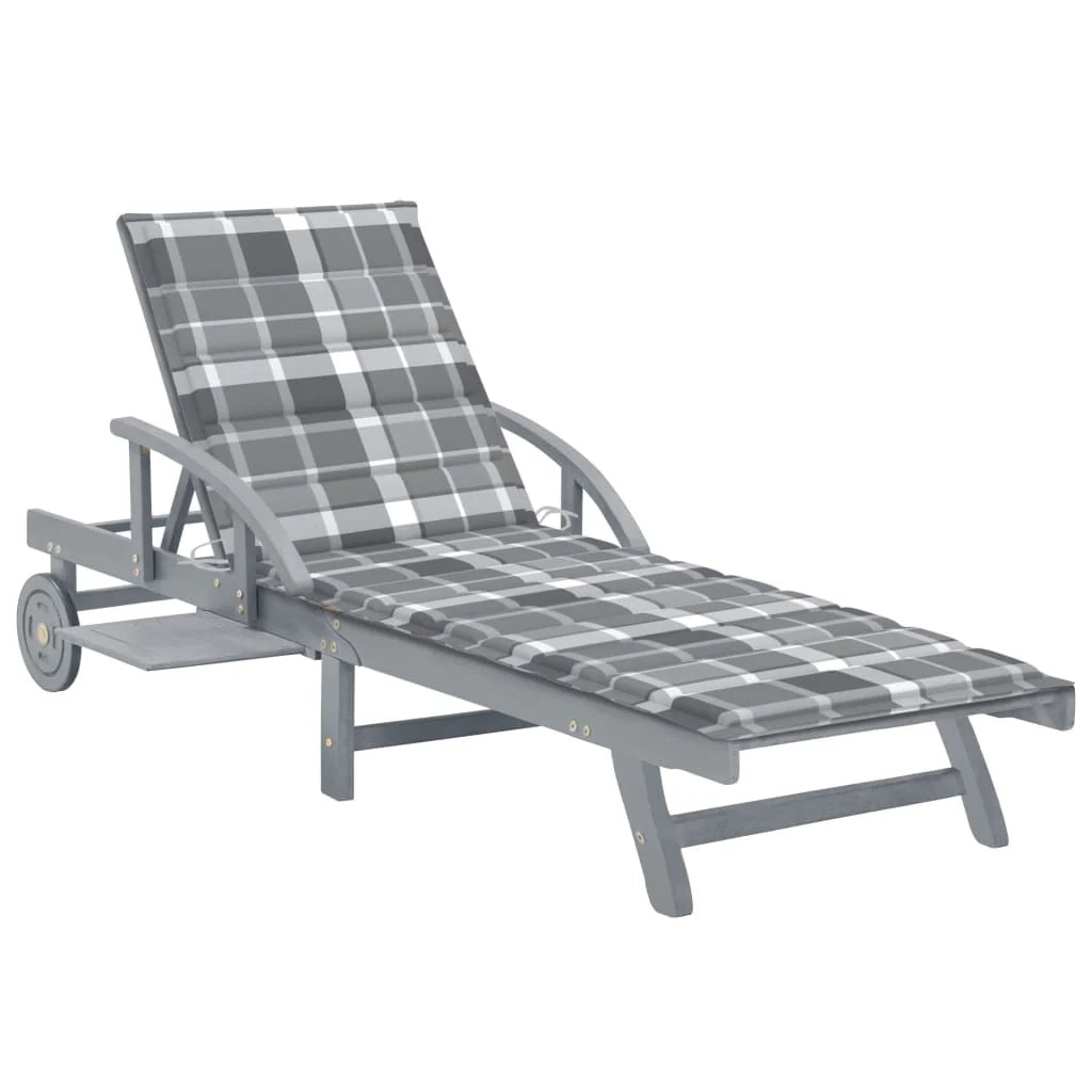 Lettino prendisole sedia a sdraio lettino prendisole letto da giardino mobili da esterno per patio con cuscino legno massello di acacia 02_0012388