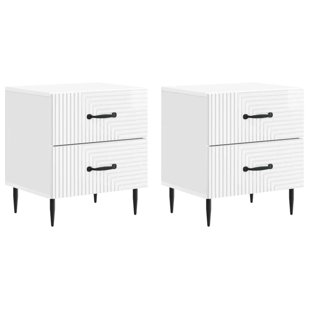 Armadio da Notte 2 pz Bianco Lucido 43 x 34,5 x 47,5 cm 894764