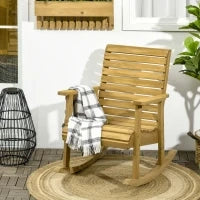 Sedia a dondolo rocking chair da esterno in legno massiccio - 64 x 86 x 85 cm marrone