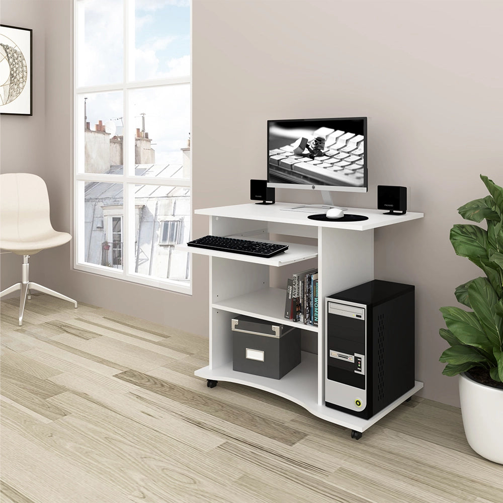 Vicco Scrivania con ruote Bianco 80 x 50 cm