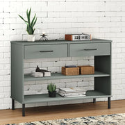 Mobile Consolle Gambe Metallo Grigio Legno Massello Pino OSLO 351004