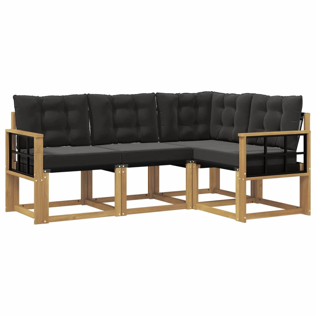 Set di divani da esterno 4 pz Bianco e Nero 3389434