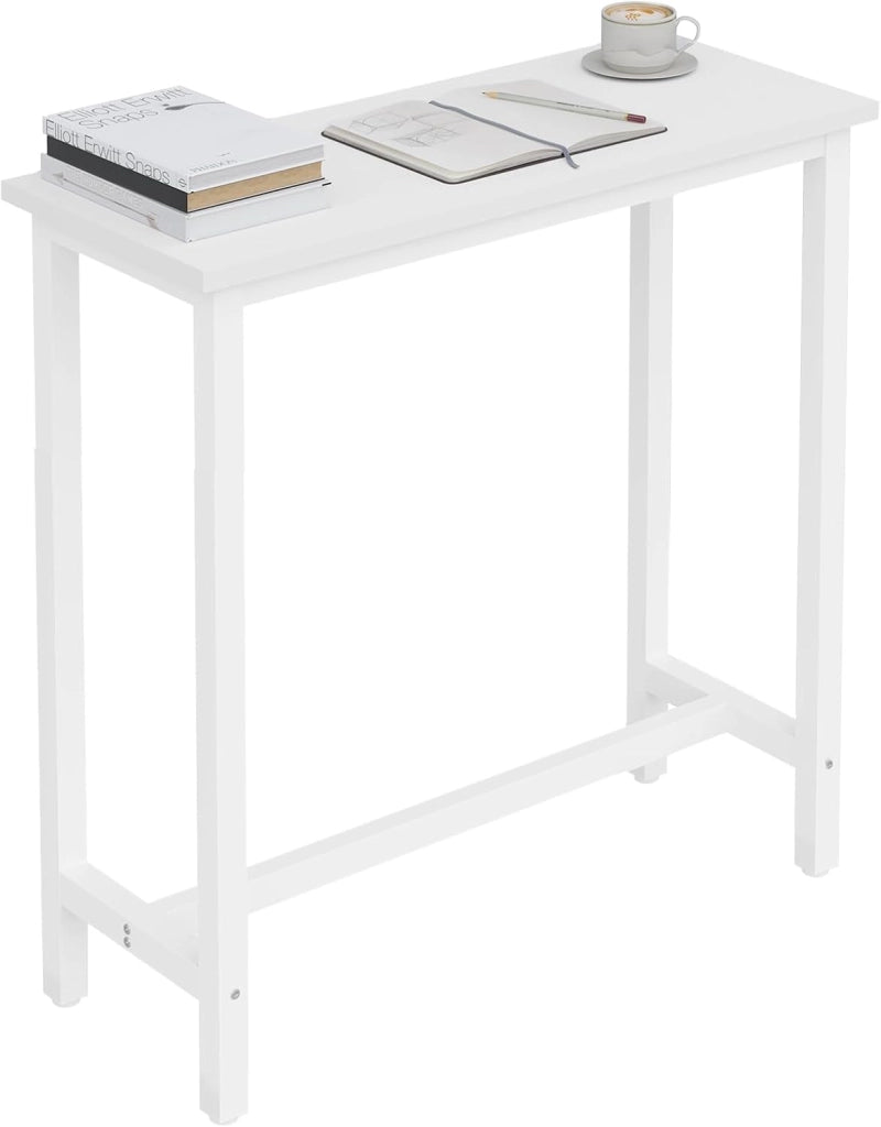 Tavolo da Bar Rettangolare Alto Tavolino per Cucina in Metallo Legno 140x40x100 cm