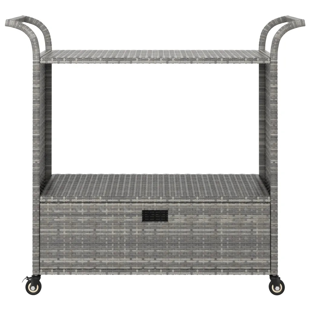 Carrello da Bar con Cassetto Grigio 100x45x97 cm in Polyrattan 316664