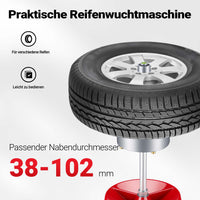 Equilibratrice portatile 29 x 29 x 57,5 cm, equilibratrice gomme auto e moto, per mozzi da 3,8 a 10,2 cm