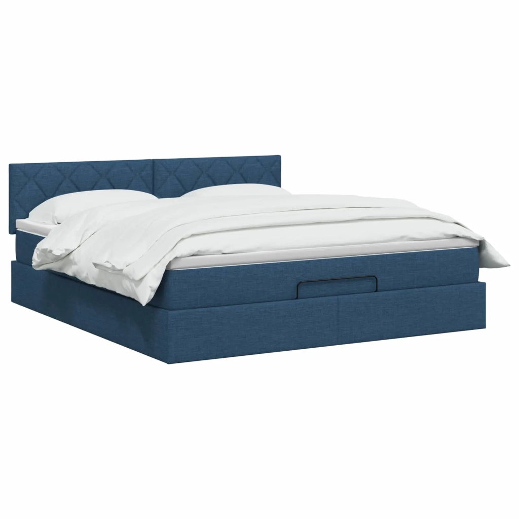 Letto ottomano con materasso Blu 160 x 200 cm Tessuto 3456426