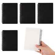 Quaderno A6, 4 pezzi, con copertina rigida in pelle nera con righe