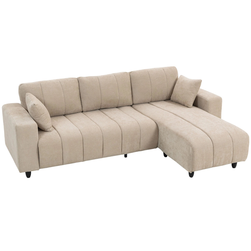 Divano angolare reversibile 3 posti con chaise longue ¨C zephmum ¨C beige 242x156x87