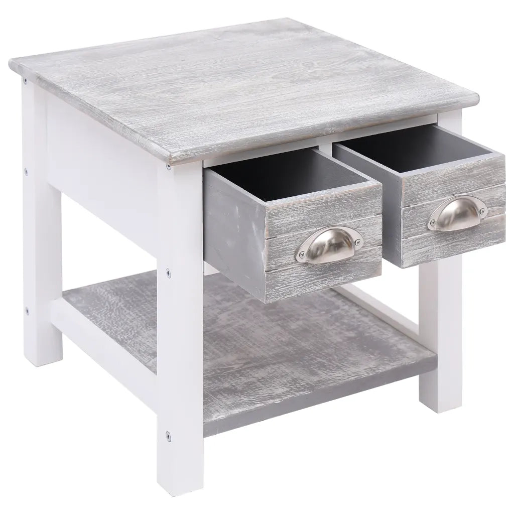 Tavolino Laterale Grigio 40x40x40 cm in Legno di Paulownia 284066