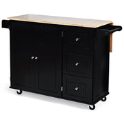 Carrello di servizio su ruote 136 x 76 x 91 cm multiuso piano di lavoro ribaltabile stile moderno MDF nero 20_0011651