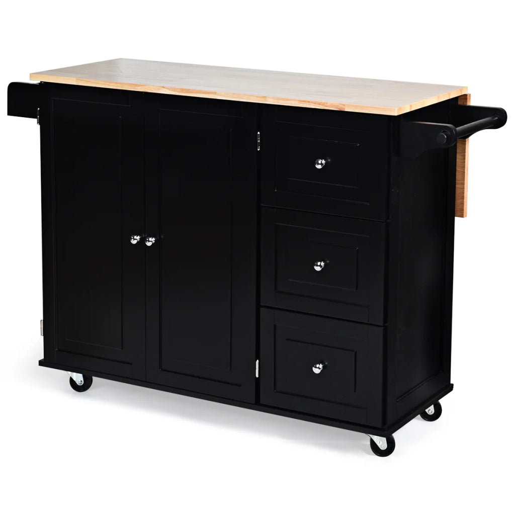 Carrello di servizio su ruote 136 x 76 x 91 cm multiuso piano di lavoro ribaltabile stile moderno MDF nero 20_0011651