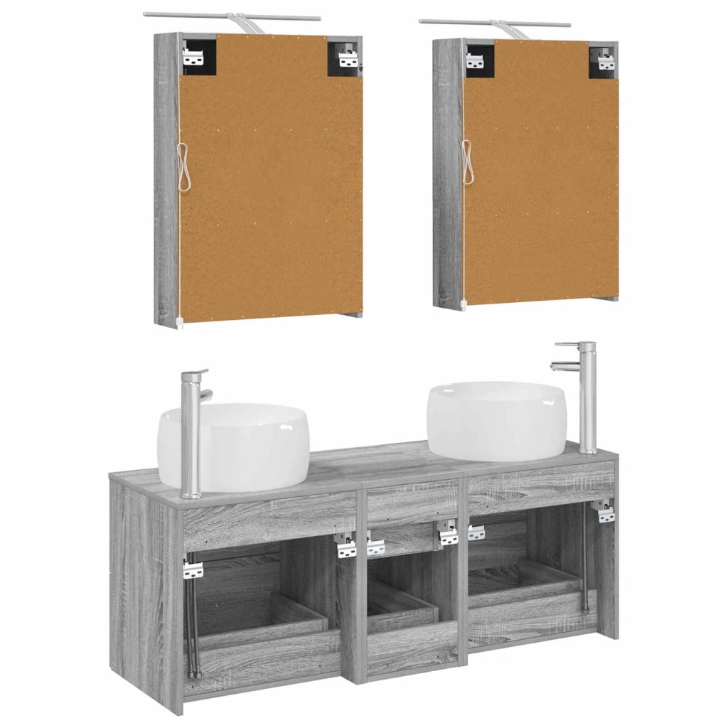 Set di mobili per il bagno 5 pcs Sonoma grigio 3407036