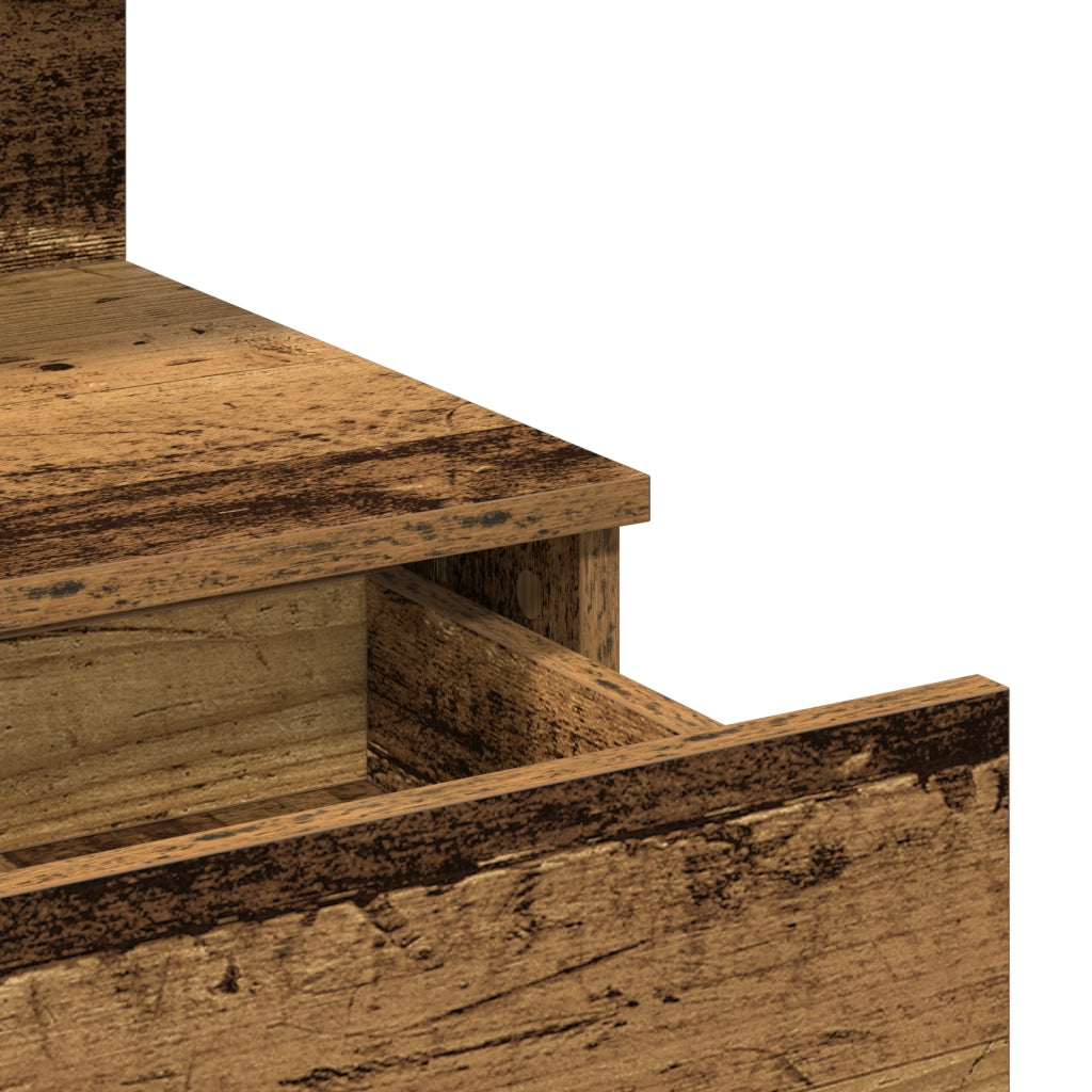 Tavolo da trucco con specchio e luci LED in legno vecchio e legno ingegnerizzato