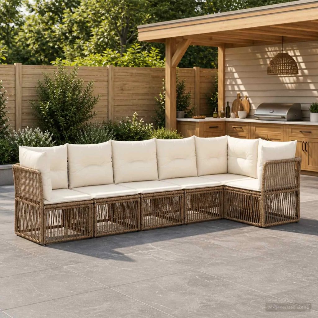 Set Divano da Giardino 6 pz Beige polyrattan 3434223