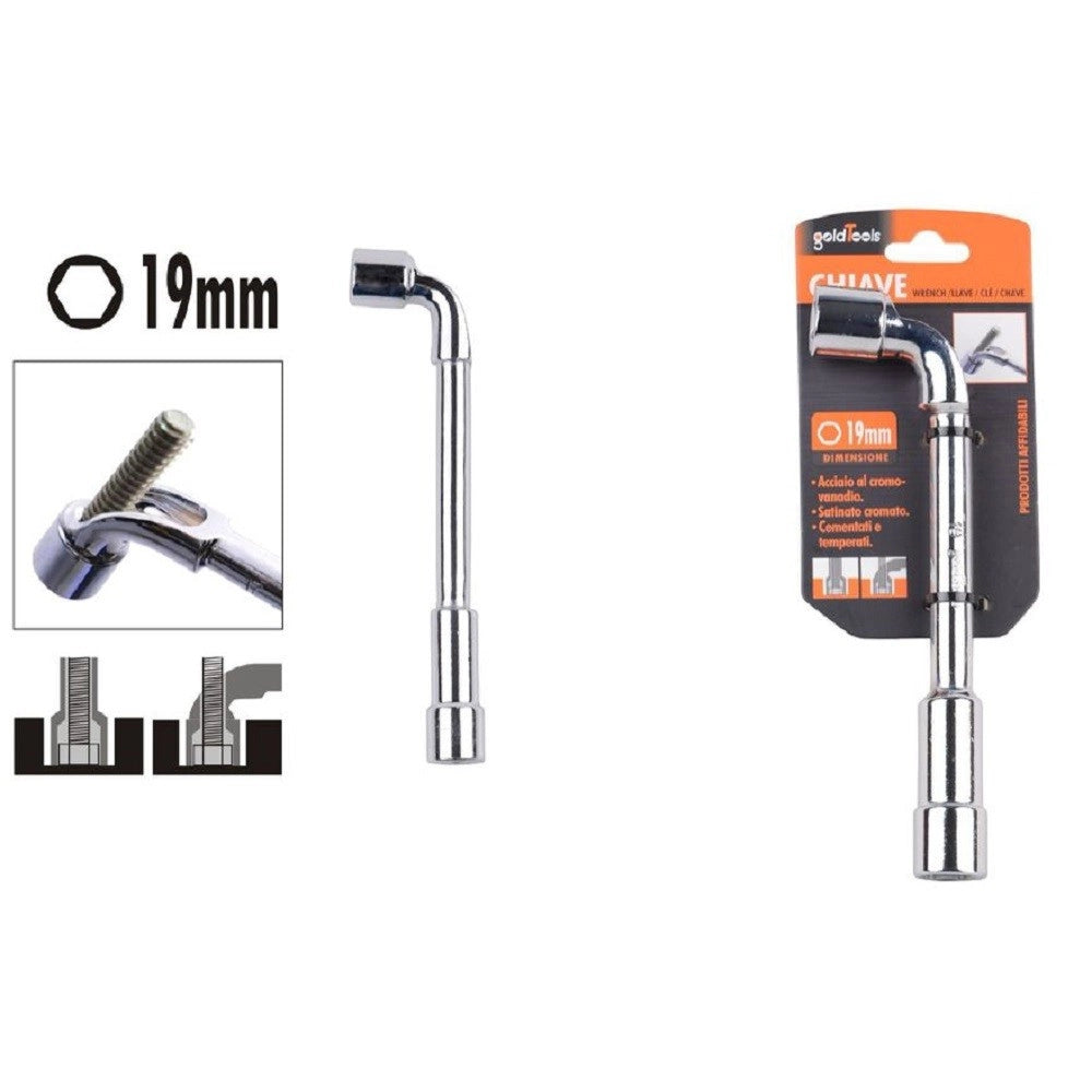 Trade Shop - Chiave Tipo L Bussola 19mm Bocca Esagonale Cromo Vanadio Acciaio 91627 Ferramenta -