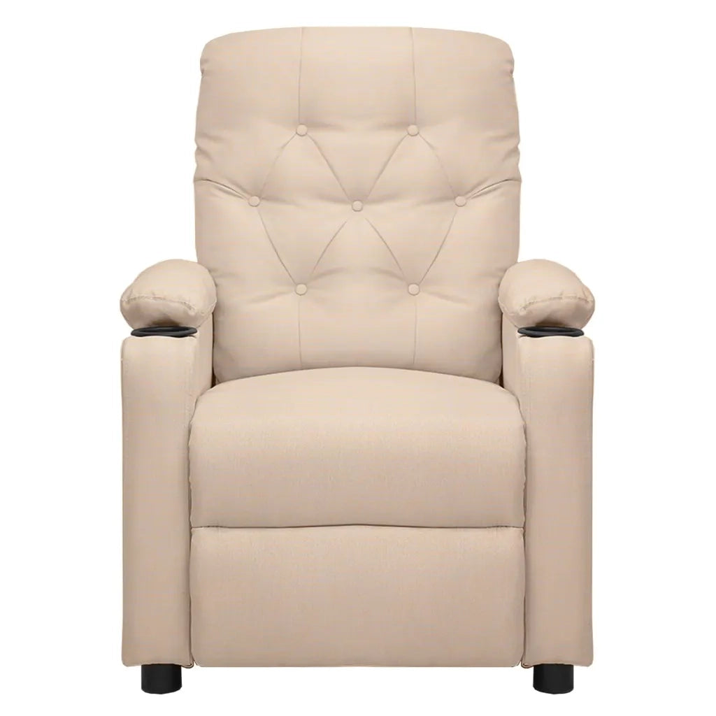 Poltrona | Sedia Relax Elettrica Reclinabile Crema in Tessuto