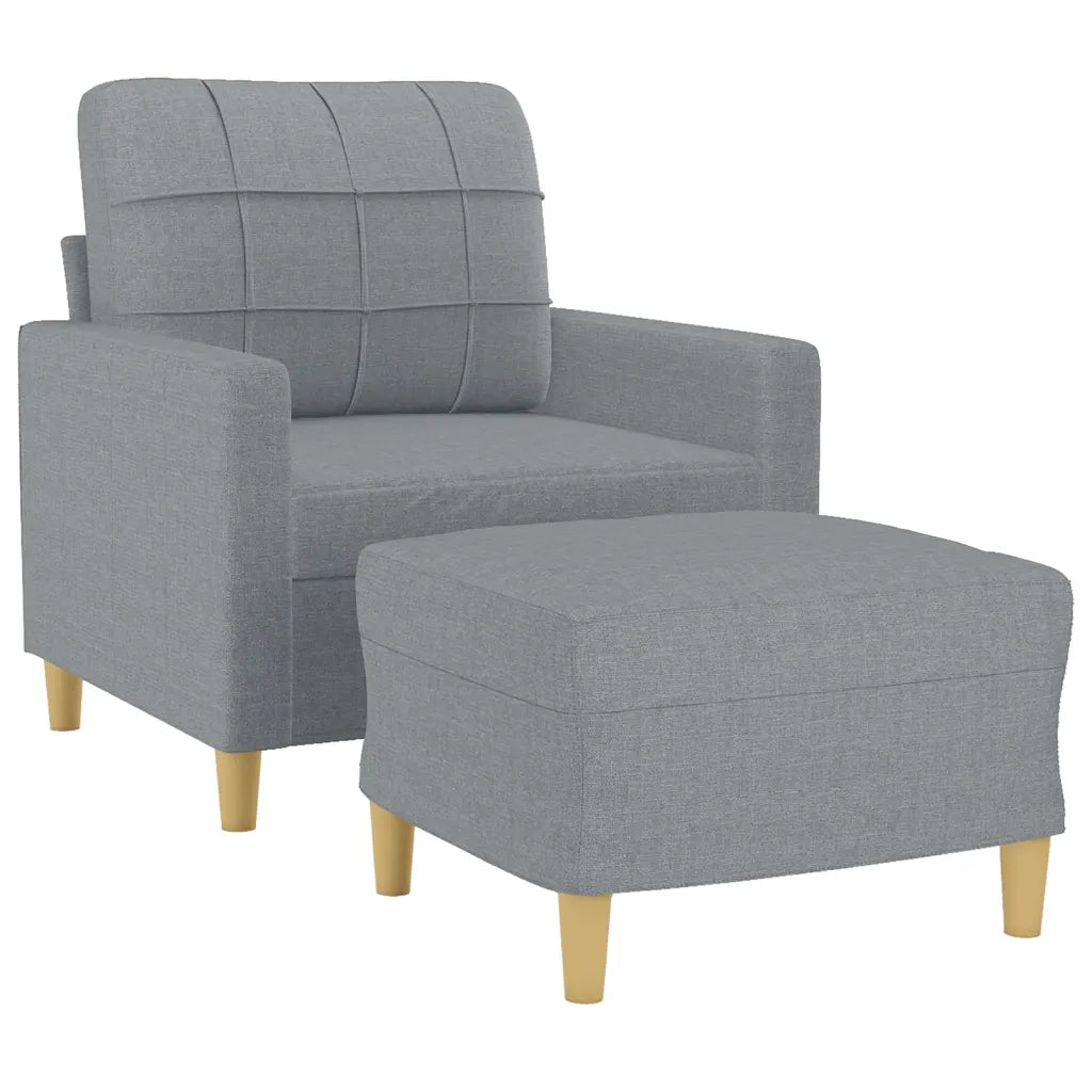 Divano Sedia-Poltrona con Poggiapiedi Grigio Chiaro 60 cm in Tessuto 889983