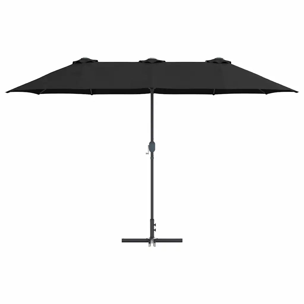 Ombrello da giardino-Ombrellone da spiaggia Nero 370 x 197 x 239 cm