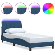 Letto singolo | Letto per adulti | Giroletto senza Materasso Hanko Blu 90x190 cm in Tessuto