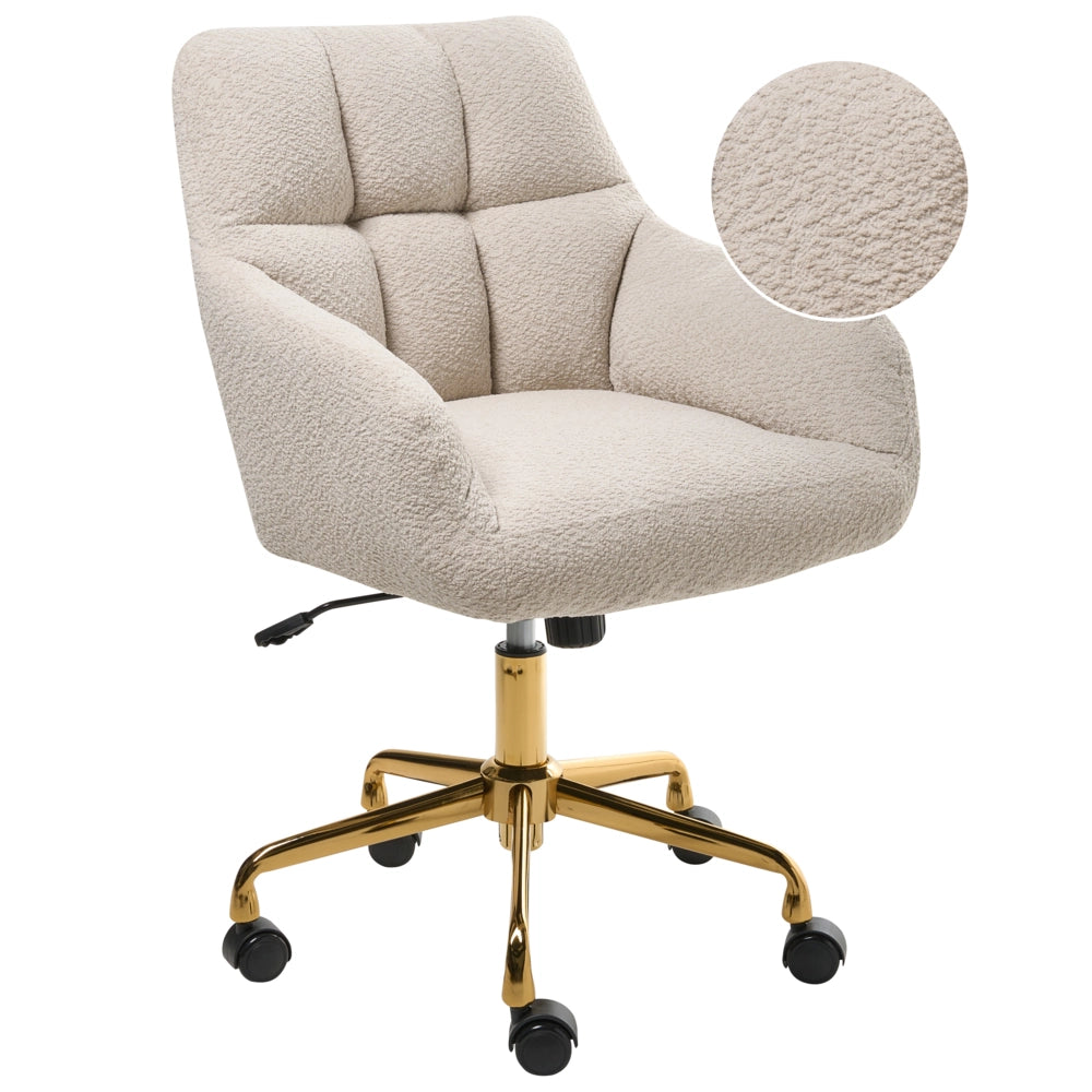 Sedia da ufficio in tessuto bouclè beige chiaro Girevole Funzione Regolabile Mobili da Ufficio