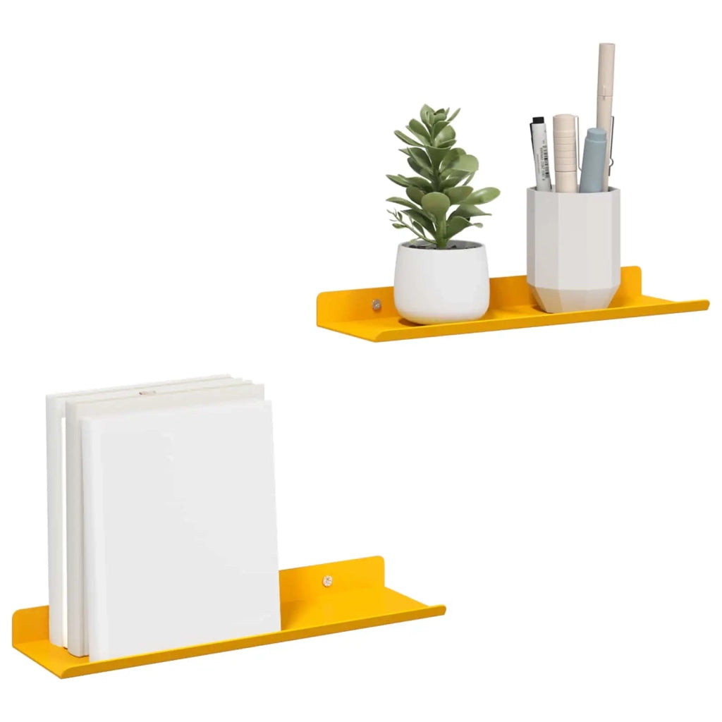 Mensola sospesa 2 pcs Giallo senape 30 x 9 x 2,5 cm Acciaio