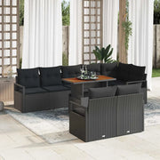 Set Divano da Giardino con cuscino 9 pcs Nero e Marrone 3349729