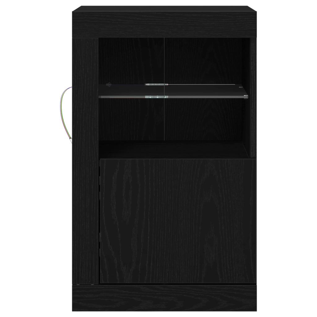 Sideboard con Luci LED Rovere Nero 41x37x67 cm