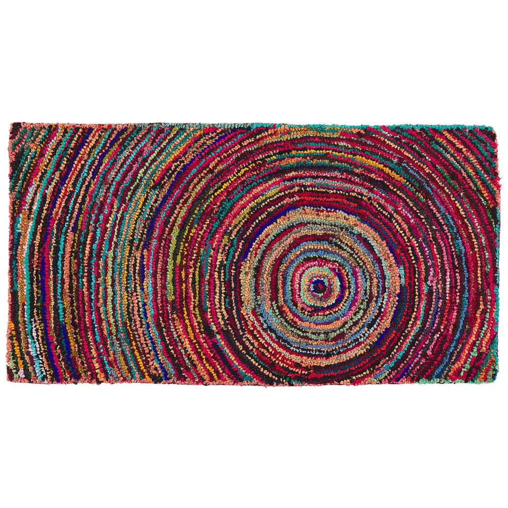 Tappeto Multicolore con Cotone 80 x 150 cm Rettangolare Motivo Astratto Intrecciato a Mano Boho