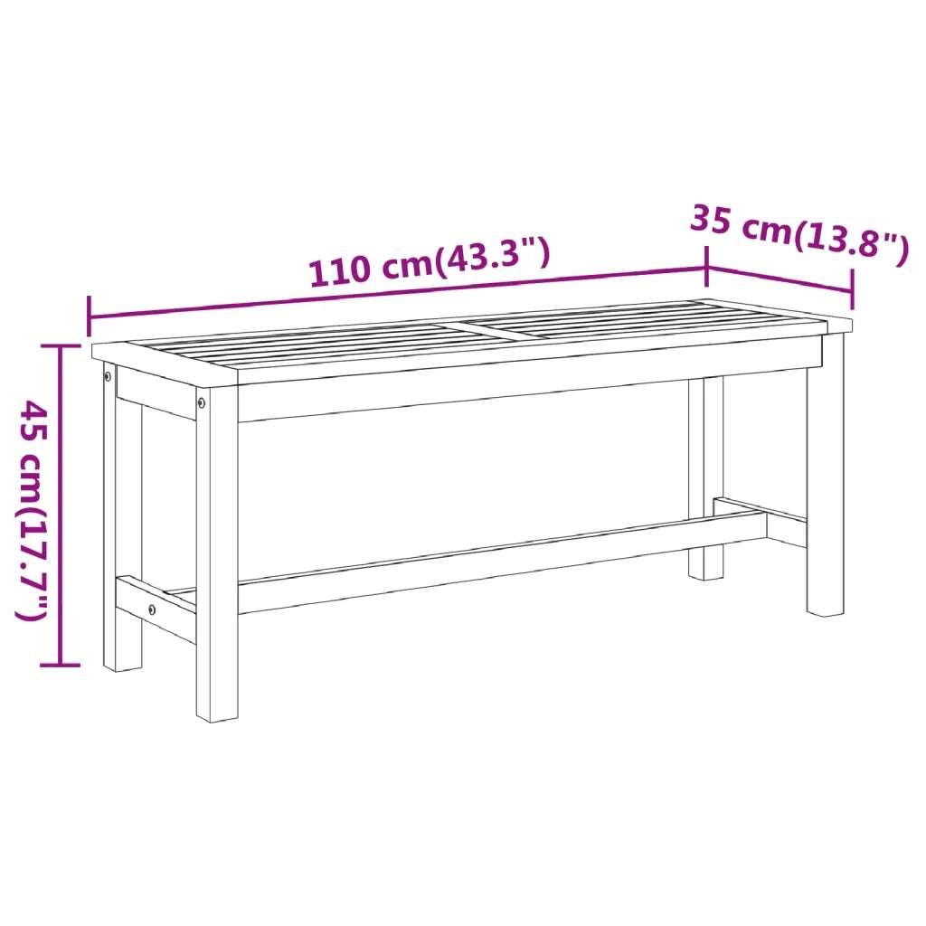 Panca da Giardino 110x35x45 cm in Legno Massello di Acacia