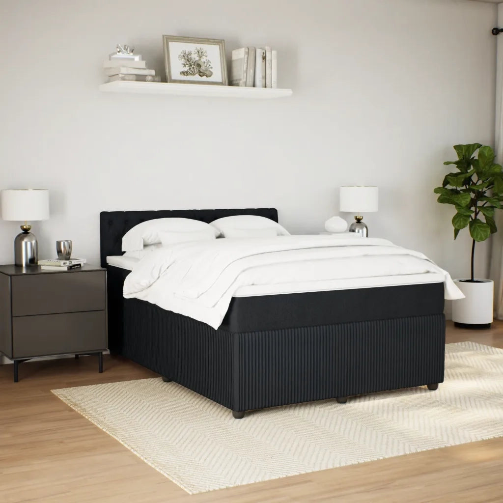 Giroletto a Molle con Materasso Nero 140x200 cm in Velluto