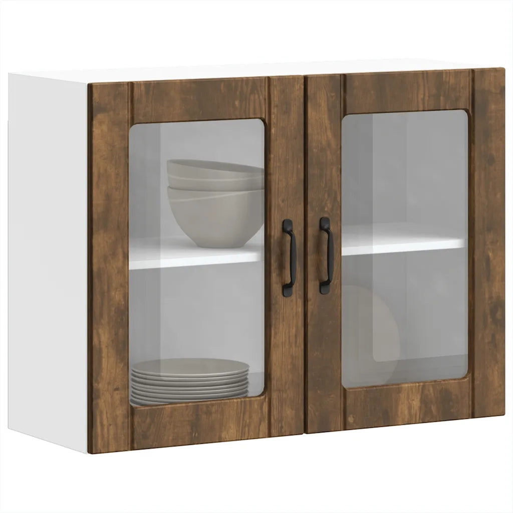 Pensile da Cucina con Porta in Vetro Lucca Rovere Fumo 853852