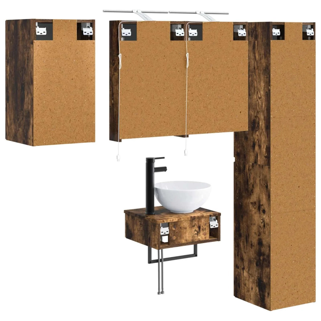Set di mobili per il bagno 5 pcs Rovere Fumo 3407243