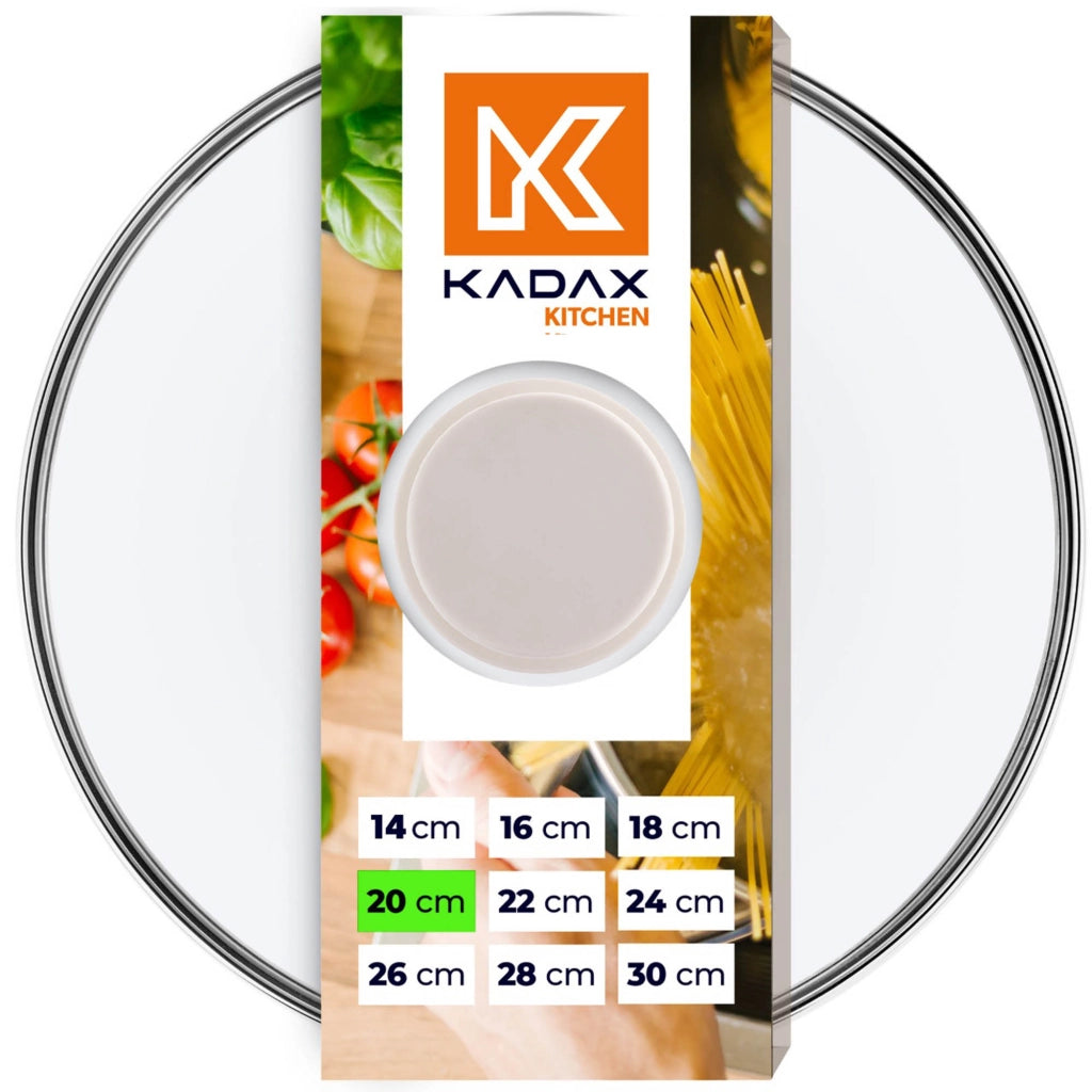 Coperchio in vetro KADAX da 20 cm, universale, resistente al calore, per pentole e padelle.