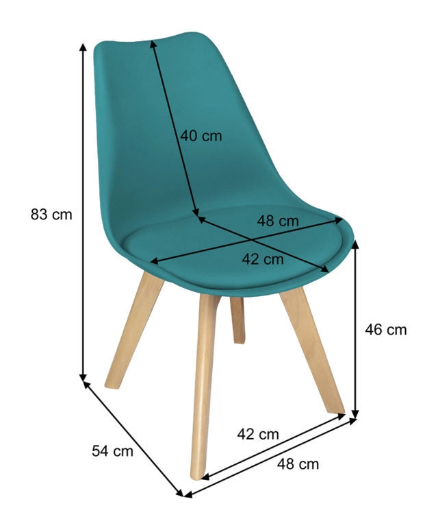 Sedia in plastica verde petrolio, sedia da pranzo piede in legno (2 pz) - Mia - SD26MIPL