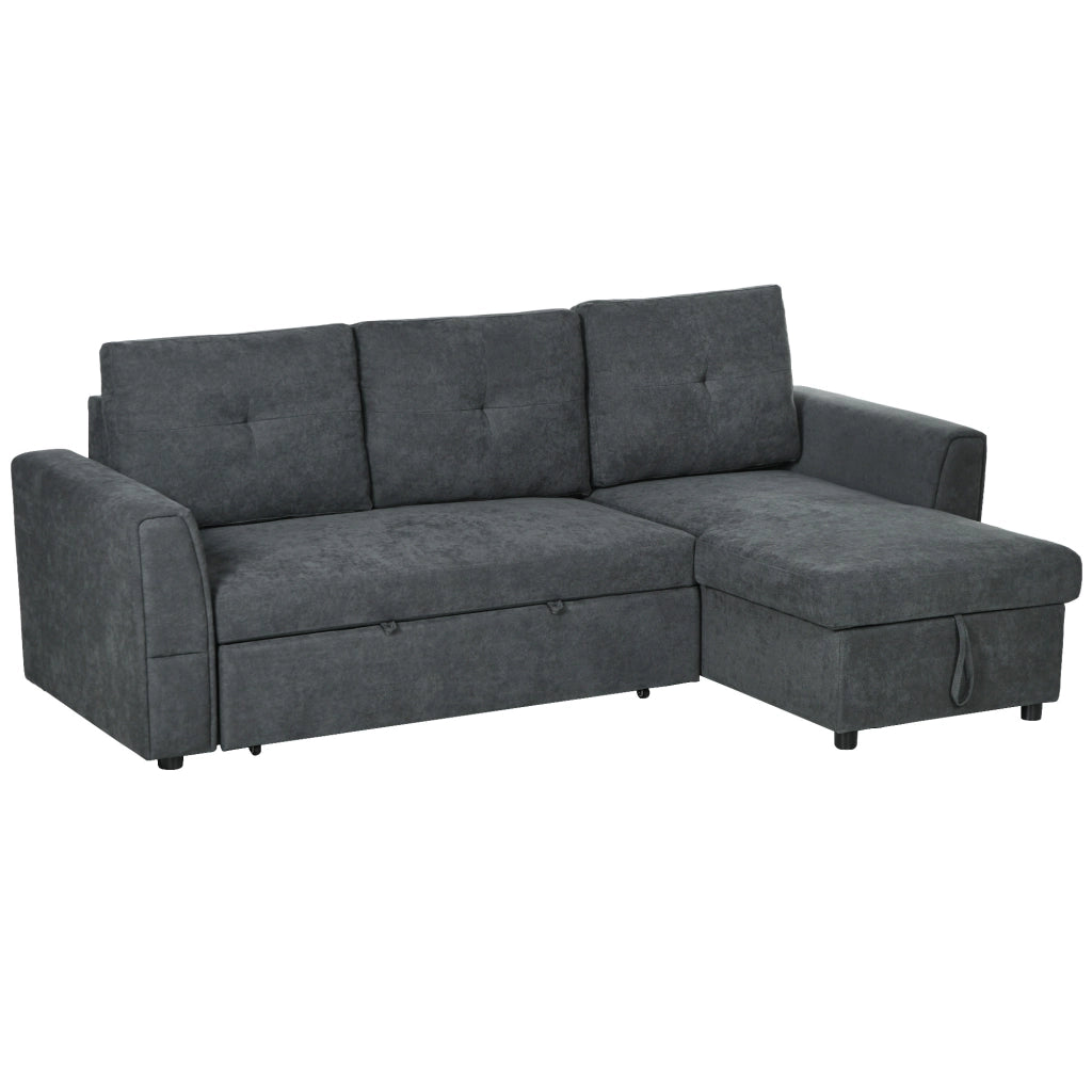 Divano letto 3 posti con chaise longue ¨C Xylo ¨C tessuto grigio scuro