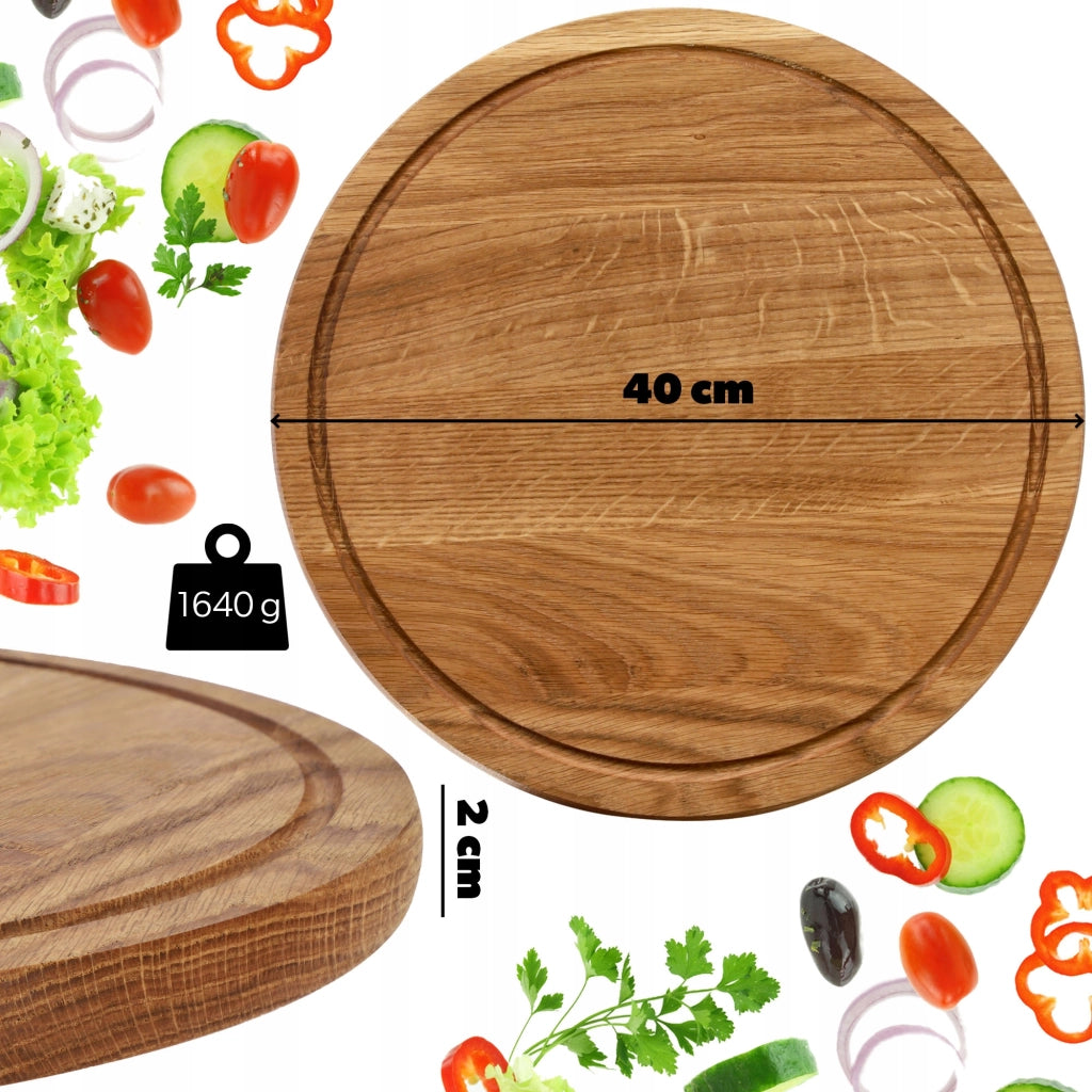 Vassoio da portata KADAX per snack, formaggi, pizze, piatto in legno, rotondo, 40 cm