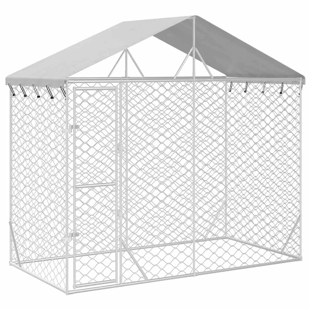 Cuccia/gabbia/recinto per cani con tetto argentato 3 x 1,5 x 2,5 m Argento 02_0041898