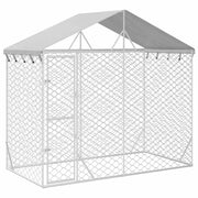 Cuccia/gabbia/recinto per cani con tetto argentato 3 x 1,5 x 2,5 m Argento 02_0041898
