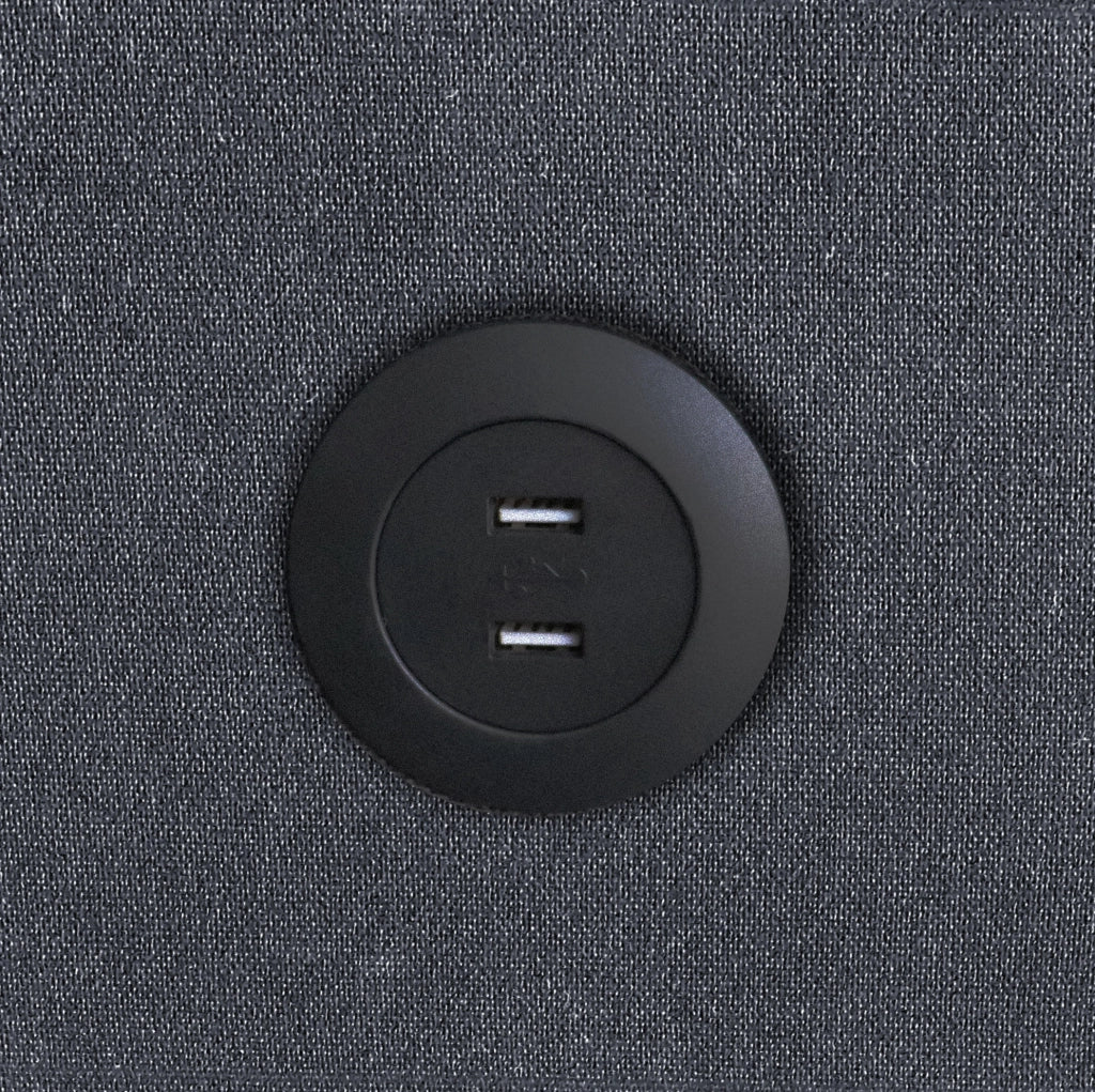 Divano letto 3 in 1 grigio con schienale regolabile, porte USB e 2 cuscini